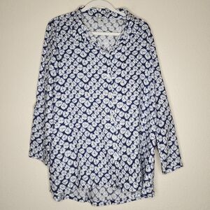 John Mark Blue Linen Blouse M